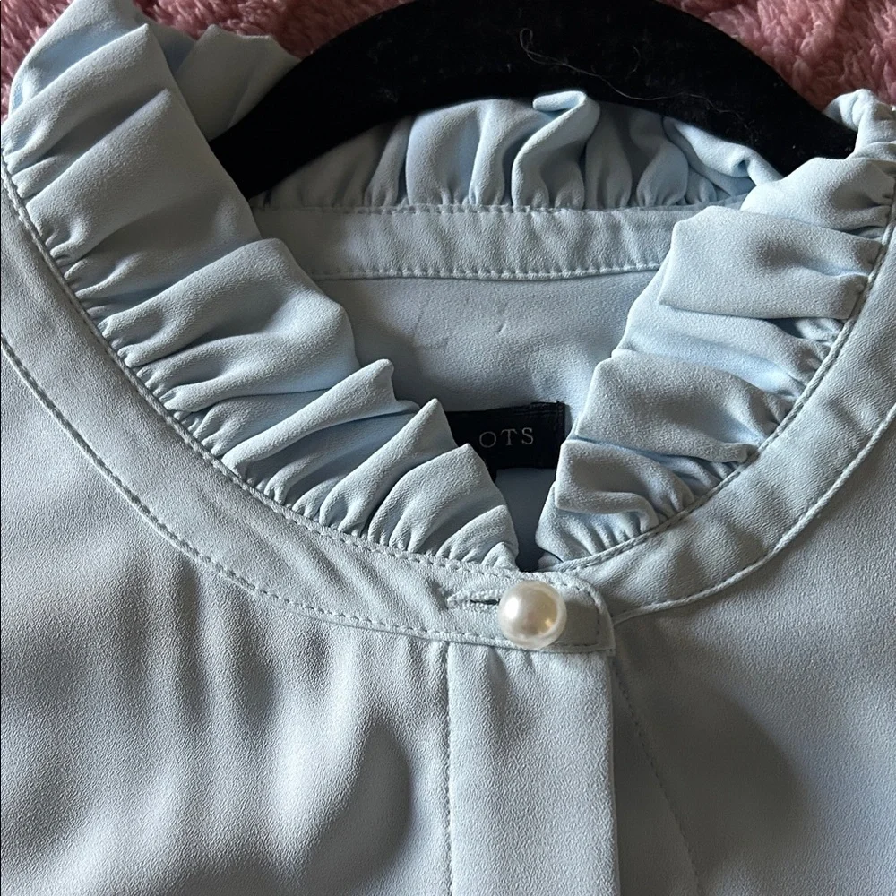 Talbots Light Blue Ruffle Blouse - Picture 2 of 8